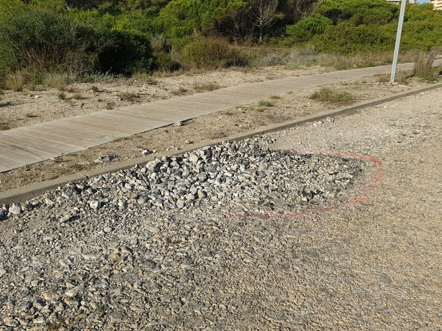 Detalles de uno de los socavones