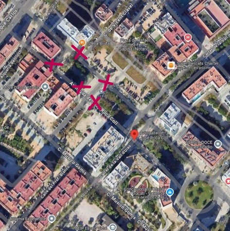 Puntos peligrosos Avda José Roca Coll